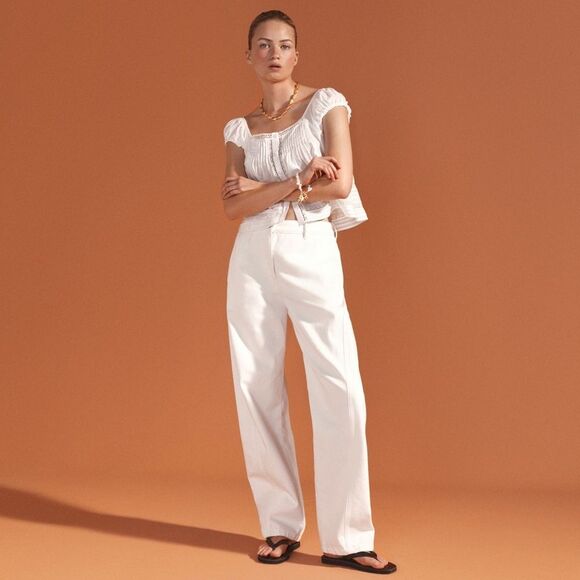 NWT J CREW Lower-rise full-length slim-wide jean in white - Picture 6 of 8